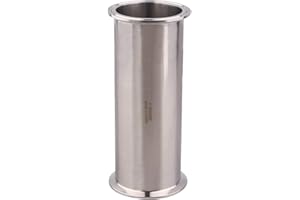 DERNORD Sanitary Spool Tube with Clamp Ends,Stainless Steel 304 Seamless Round Tubing with 3 Inch Tri Clamp Ferrule Flange (Tube Length: 8 Inch /204MM)