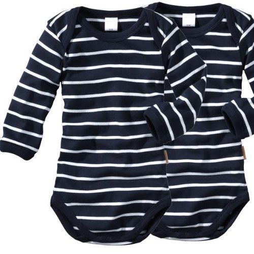 Wellyou Baby Bodysuit Long-Sleeved Navy White Stripes, Set Of 2 Size 92-98cm, 16-28 Months
