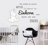 Wandtattoo Wandsticker Aufkleber Wall Tattoo Kinderzimmer Schlafzimmer Unicorn Einhorn cutie Sei immer du selbst 60 cm x 35 cm