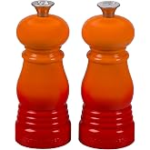 Le Creuset Set of Mini Salt and Pepper Grinders, ABS Plastic, Ceramic Mechanism, Anti-corrosion, Volcanic, 96002500090000