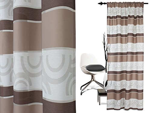 halbtransparenter Vorhang Colorado von deko trends – Wohndekoration in elegantem Design – made in Germany – moderne Kreismusterung mit Struktureffekt – mit einer Stoffbreite von ca. 144 cm und einer Stoffhöhe von ca. 245 cm, braun - 2