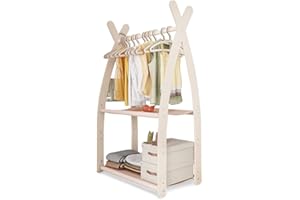 MAMOI® Armadio per Bambini in Legno 95x106x32cm / 53x95x32cm | Appendiabiti bambini da terra | Porta abiti | Guarderoba bambini per la cameretta | Armadio | 100% ECO | Prodotto nell'UE