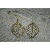 Ohrringe mit filigranem Blatt bronze handmade handgemacht Wolkenfabrik Unikat Geschenk Blatt große Ohrringe