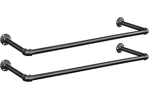 SONGMICS - Perchero de Pared, Barras de suspensión para Ropa de tuberías industriales, Ahorro de Espacio, 92 x 30 x 7,5 cm, Capacidad de 50 kg, fácil instalación
