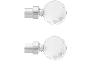 IANPAV Curtain Rod Pole Finials Beluna Crystal - 25 mm Chrome - Durable Metal Construction - Pair