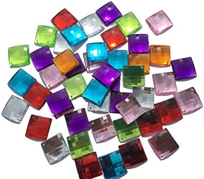 Large Square 20 mm Colourful Sparkling Gems Rhinestones Sew On Stones Rhinestone Sew on Round Acrylic Stones Gltzer Gift Decorating Crystal King