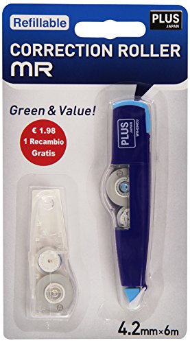 Plus Japan MR WH-634EU11-10, Cinta Correctora con Recambio, 10 unidades, Colores Aleatorios