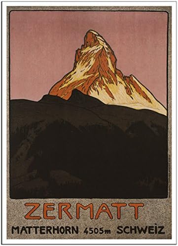 ZERMATT MATTERHORN Switzerland Travel Poster by Emil Cardinaux 1908 - A4 Matte (11.7 x 8.3 inch)