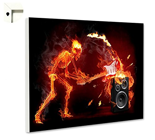 Magnettafel Pinnwand Memoboard mit Motiv Flammen Skelett vs. Verstärker Größe 60 x 40 cm