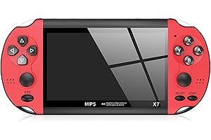 Akin Consola de videojuegos de mano, juegos retro, consola de juegos de 4.3 pulgadas, consola de juegos nostálgica clásica de doble sacudida Arcade 8G, 6000 juegos, incluyendo GBA Arcade NES (rojo)