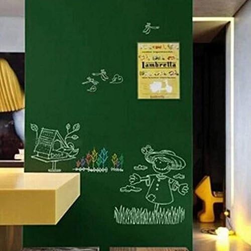 Premium Extra Large Chalkboard Decal Wall Sticker with 5 Colored Chalk - Blackboard Contact Paper Vinyl Measures 17.7" X 78.7" -green