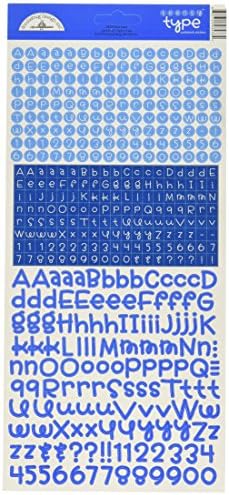 Monochromatic Doodlebug Designs Teensy Type Card Stock Stickers, Blue Jean