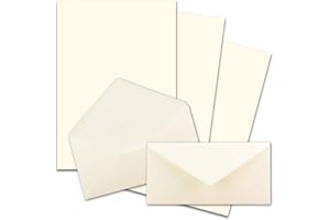 ‎FARBENFROH BY GUSTAV NEUSER 25x Briefpapier Set DIN A4 mit DIN Lang Briefumschlägen, Nassklebung - Naturweiß - mattes Schreibpapier mit Kuverts - FarbenFroh by GUSTAV NEUSER