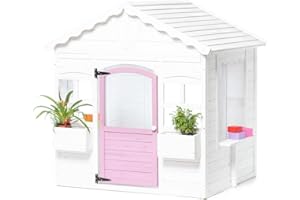 ATAA Cabane Princess en Bois pour Enfants - Blanc - Maisonnette pour Jardin, Maison de Jeu avec Porte et Fenêtres - Certifié FSC® - Idéale pour Extérieurs