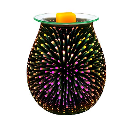 COOSA - Calentador de aceite eléctrico de cristal colorido, quemador de cera para velas aromáticas y velas aromáticas, ideal para el hogar, oficina, dormitorio, sala de estar, Multicolor, 1