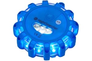 NightSearcher Pulsar-AAA Single Blue LED Flashing Road Flare for Roadside Emergency, Crushproof Safety Warning Light with Multiple Modes, Magnetic Base and Hook