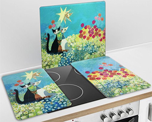 WENKO 2712911500 Multi-Platte Rosina Wachtmeister – für Glaskeramik Kochfelder, Schneidbrett, Gehärtetes Glas, 50 x 0.5 x 56 cm, Mehrfarbig - 3