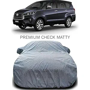 ARN Car Body Cover Water Resistant Dust Proof Car Cover UV Protection Triple Stitched Special Design New Check Matty with Mirror Pockets for Toyota Innova Crysta Facelift