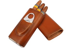 DAJASD Skórzane etui na cygara, etui na 3 cygara, skórzane etui z obcinaczką do cygar, przenośny humidor na cygara, skórzane etui na cygara, nadaje się na wyjście (brązowe)