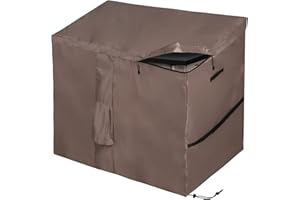 OZKURT Housse Imperméable pour Abri de Jardin, Bâche de Coffre de Rangement Extérieur avec Dessus à Ouverture Facile, Compatible avec Collection Keter Store It Out, 420D Oxford Brun (135 * 75 * 114cm)