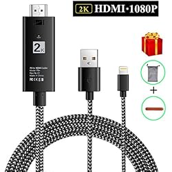 Compatible con cable adaptador de iPhone a HDMI, Digital AV Cable adaptador HDMI conector compatible con 1080P HDTV compatible con iPhone X 8 7 6 Plus 5S 5 Pad a TV proyector monitor