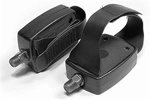 ECOVELO Coppia Pedali 1/2 per Cyclette Pedali di ricambio regolabili a strappo Antiscivolo per Bici da Camera Bicicletta Fitness Indoor Bike