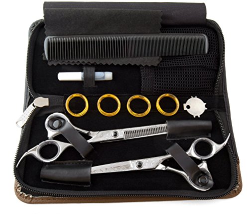 Marke New Professional Barber Friseur-Haarschere Set mit Laser Ätzen, 15,2 cm Schere Set Barber Salon Schere Professional Friseurschere und Effilierschere - 6
