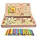 Produktbild Gobus Hölzern Lehr Uhr und Mathe Lernbox Lernuhr Erkennungsbox mit 1 bis 9 Zahlen mit Tafel, Kreide, Kreidebürste, Holznummernblöcken und Zählstöcken für Kinder (Schnecken Uhr)