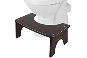 RayLove Physiologischer Toilettenhocker aus Bambus – WC-Trittbrett aus Holz – 35 Grad strapazierfähiger C-förmiger Hocker – Dunkelbraun