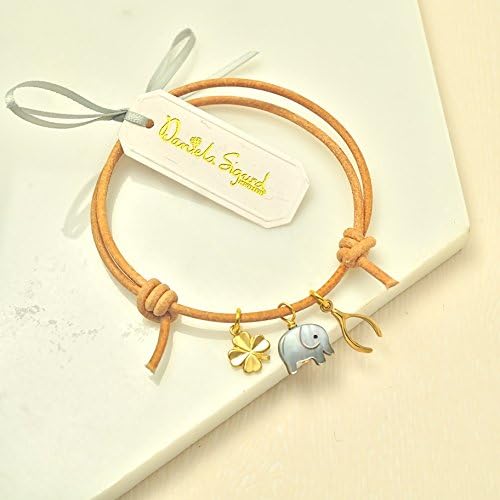 Elephant and wishbone bracelet,mother of pearl bracelet,four leaf clover jewellery,good luck bracelet,leather friendship bracelet