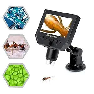 Microware Portable Digital Microscope 3.6MP 600x Sensor Zoom LCD Kit with1080P / 720P / VGA Stereo Camera Vedio Microscope for QC/Industrial/Collection Inspection Multi Use Smart Digital Microscope