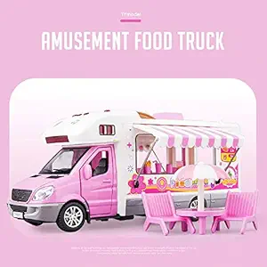 Metro ToyS & Gift 1: 32 Motor Caravan Travel Touring Car Camper Motorhome Recreational Vehicle Rv Trailer Play Home Baby Toys for Girls Boys (Pink)