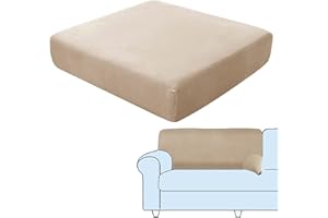 ‎SHUOJIA SHUOJIA Sofa-Sitzkissenbezüge, Sofakissen-Bezüge Stretch-Samt,Sitzkissenschutz,Couchkissen-Bezüge Ersatz Für Individuelle Kissen Mit Elastischem Stoff (Beige,Backrest Cover)