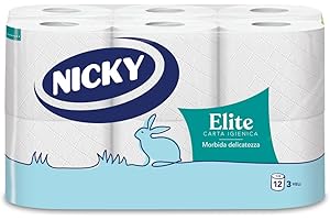 Nicky Elite Carta Igienica a 3 veli, 12 rotoli