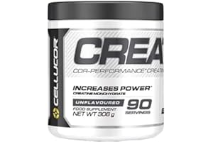 Cellucor Cor-Performance Creatine Monohydrate Poudre Micronized pour Absorption Accrue | Créatine Monohydratée pour Musculation | Vegan Creatine Powder pour Sport Sans Saveur | 90 portions | 306g