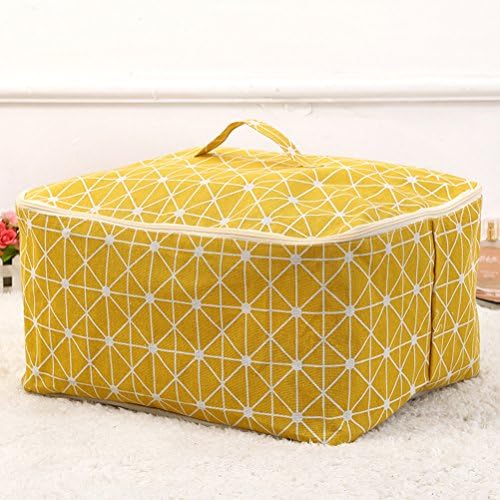 Qearly Lovely Cotton Linen Blanket Storage Bag Closet Storage Organizer-Yellow