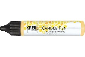 Kreul 49714 - Candle Pen, Gold, 29 ML, Crayon pour Bougies avec Pointe Fine, Peinture à la Cire d'abeille pour décorer et Peindre des Bougies