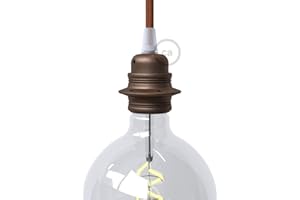 creative cables Kit portalámparas E27 en Metal con Doble virola para Pantalla - Cónico, Óxido