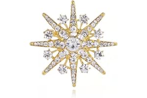 KOFOT Star Brooch Sparkly Crystal Eight-pointed Star Elegant Brooch Pin Winter Snowflake Baroque Brooch Bride Wedding Party Birthday for Women Lapel Pins Dress Suit Bouquet Accessories Jewelry Art Deco