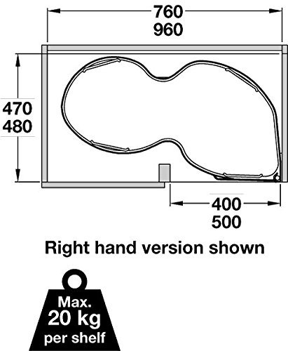 Nuvola Corner pull-out shelving unit for cabinet width 800mm (Left Hand 549.42.241)