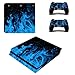 Produktbild Morbuy PS4 Slim Skin Design Folie Aufkleber Sticker schützende Haut Schale für Sony Playstation 4 Slim Konsole und 2 Dualshock Controller (Blue Fire)