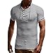 Produktbild GreatestPAK Slim Solid T-Shirt Herren Grau Schwarz Kaffeeweiß T Shirt Muscle Top