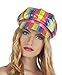Produktbild shoperama 60's Groovy Ballon-Mütze Schirm-Mütze bunt Pailletten 60er Jahre Swinging Sixties Twiggy Peace Love Festival Hut Kappe