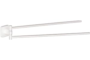 GEDY | Porta Asciugamani Bagno Tonga in Acciaio Inox e Cromall, Appendi Asciugamani a Snodo Fissabile con Viti Incluse o Biadesivo, Bianco Matt, 4,7x39,1x5,8cm