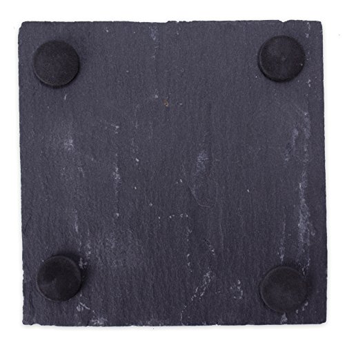 8er – SET Edle Untersetzer Glasuntersetzer Schieferplatte mit Gumminoppen auf der Unterseite 10 x 10 cm aus echtem Schiefer naturbelassen - 3