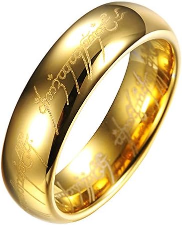 Lord Of The Rings Style 6MM High Polish Gold Plated Tungsten Carbide Wedding Band Ring Mens -11.5#