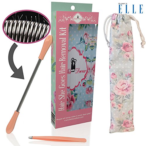 Facial Hair Epilator. Facial Hair Removal without laser hair removal or creams.100% Guaranteed! Facial Hair Remover Kit for unwanted facial hair includes Hair Removal Spring, Tweezers & Travel Bag.