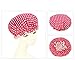 Moolecole Women Polka Dots Printed Waterproof Shower Cap Double Layer Bathing Cap Elastic Band Spa Shower Hat Rose Red