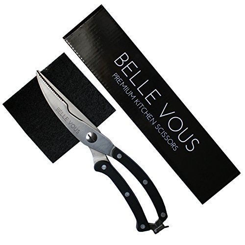 Hoch beanspruchbare Kuchen Schere und Reinigungstuch von Belle Vous – Professionelle Edelstahl Schere Perfekt zum Schneiden von Krautern, Pizza und Fleisch - 5