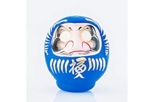 YOSHIDA DARUMA Daruma, Amulette Japonaise en Papier mâché, 12 cm Taille 2 (Bleu)